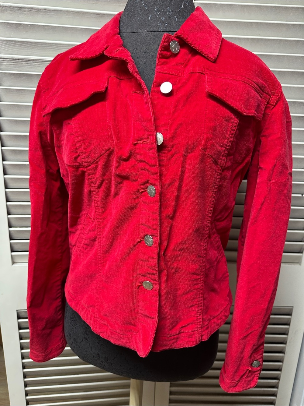 Live a Little Bright Red Corduroy Button Jacket